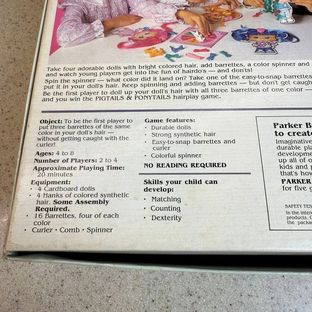 VTG 1989 Pigtails & Ponytails The Comb 'n' Curl Matching Game Parker Brothers